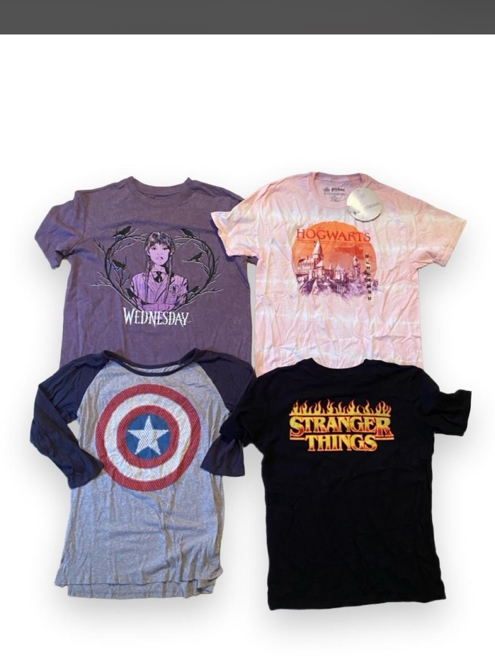 Wednesday Hogwarts Captain America Stranger Things Shirt lot